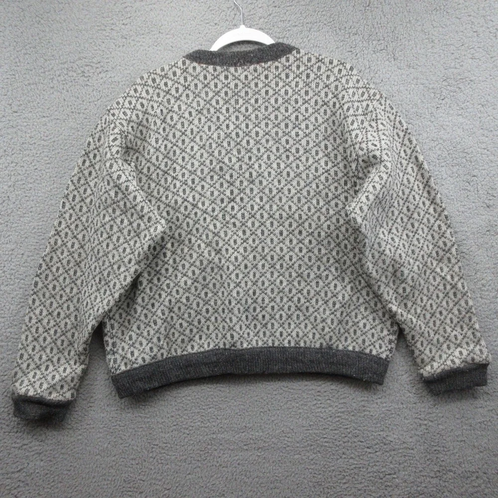 L.L. Bean Gray Patterned Nordic Wool Blend Cardigan Sweater - Picture 8 of 10